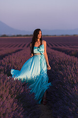 Image showing woman portrait in lavender flower field