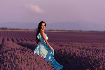 Image showing woman in lavender flower field