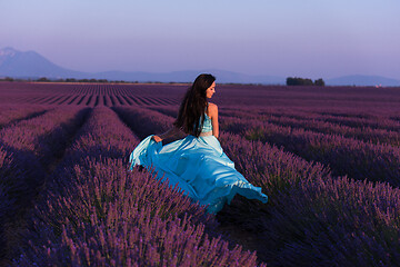 Image showing woman in lavender flower field