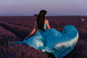 Image showing woman in lavender flower field