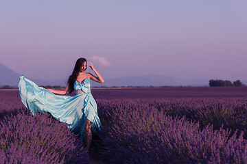 Image showing woman in lavender flower field