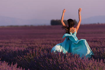 Image showing woman in lavender flower field