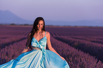 Image showing woman portrait in lavender flower field