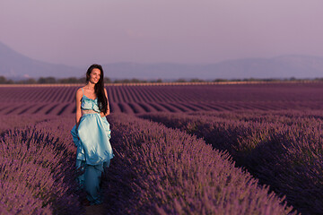 Image showing woman in lavender flower field