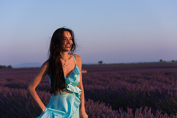 Image showing woman portrait in lavender flower field