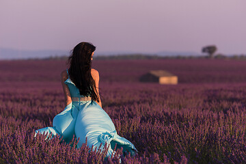 Image showing woman in lavender flower field