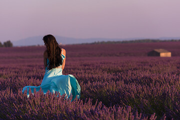 Image showing woman in lavender flower field