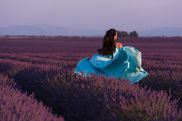 Image showing woman in lavender flower field