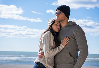 Image showing Couple chating and having fun at beach bar