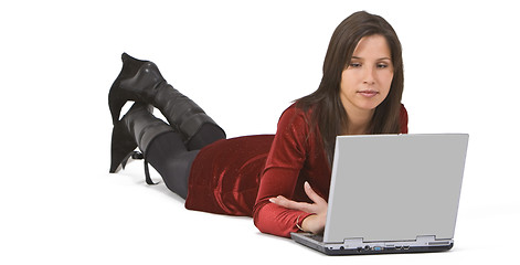 Image showing Woman working on a laptop