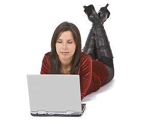 Image showing Woman working on a laptop