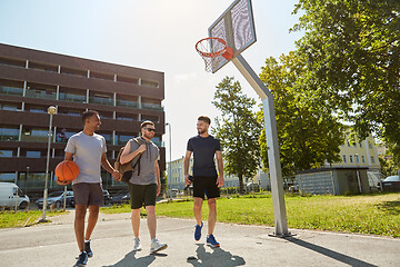 Image showing group of male friends going to play basketball