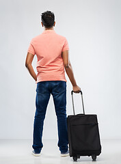 Image showing indian man in polo shirt with travel bag