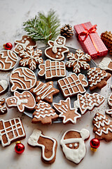 Image showing Different shapes of Christmas gingerbread cookies assorted in circle