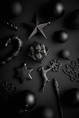 Image showing Christmas minimalistic and simple composition in mat black color