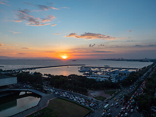 Image showing Sunset over Manila Bay