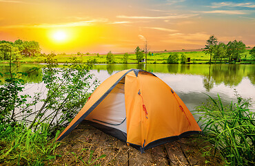 Image showing Tent and river