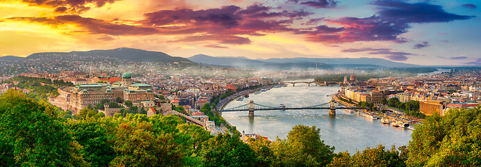 Image showing Sunset over Danube