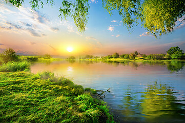 Image showing Sunset on a river