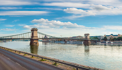 Image showing Chain bridge on river