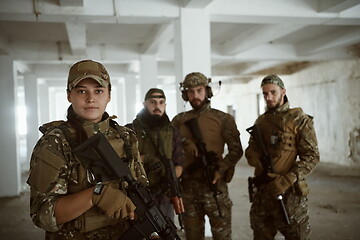 Image showing soldier squad team portrait in urban environment