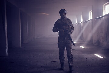 Image showing modern warfare soldier in urban environment