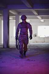 Image showing modern warfare soldier in urban environment