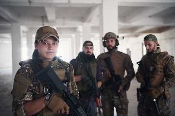 Image showing soldier squad team portrait in urban environment