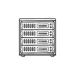 Image showing Computer server hand drawn outline doodle icon.