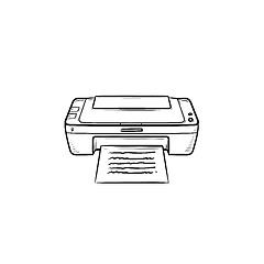 Image showing Office printer hand drawn outline doodle icon.