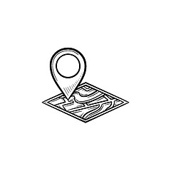 Image showing Map pin hand drawn outline doodle icon.