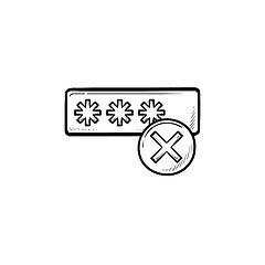 Image showing Entering login and fail hand drawn outline doodle icon.