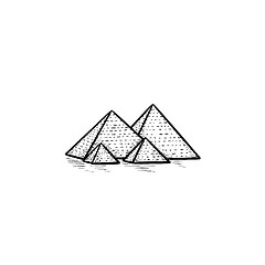 Image showing Egypt pyramids hand drawn outline doodle icon.