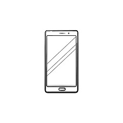 Image showing Mobile phone hand drawn outline doodle icon.