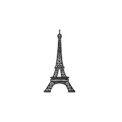 Image showing Eiffel Tower hand drawn outline doodle icon.