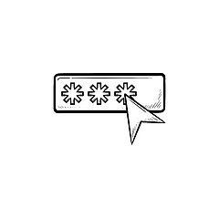 Image showing Password with cursor hand drawn outline doodle icon.