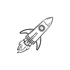 Image showing Rocket hand drawn outline doodle icon.