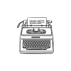 Image showing Typewriter hand drawn outline doodle icon.