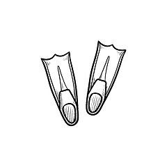 Image showing Diving flippers hand drawn outline doodle icon.