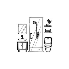 Image showing Bathroom hand drawn outline doodle icon.