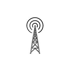 Image showing Radio tower hand drawn outline doodle icon.