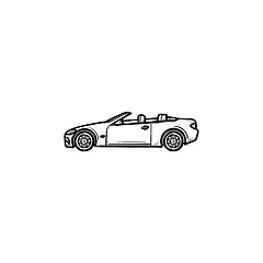 Image showing Convertible car hand drawn outline doodle icon.