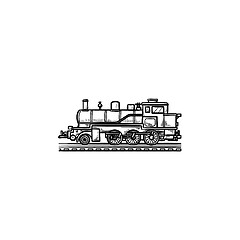 Image showing Locomotive hand drawn outline doodle icon.