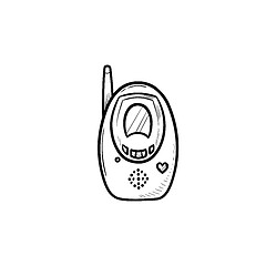 Image showing Radio baby monitor hand drawn outline doodle icon.