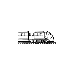 Image showing Train hand drawn outline doodle icon.