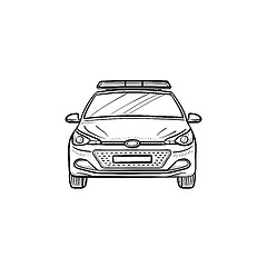 Image showing Police car with siren hand drawn outline doodle icon.