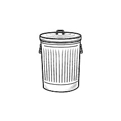 Image showing Trash bin hand drawn outline doodle icon.