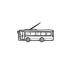 Image showing Trolleybus hand drawn outline doodle icon.