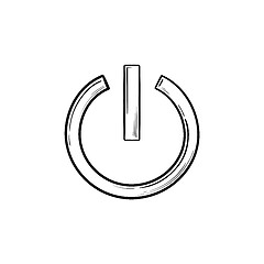 Image showing Power button hand drawn outline doodle icon.