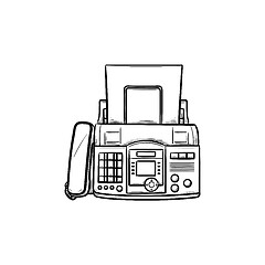 Image showing Fax machine hand drawn outline doodle icon.